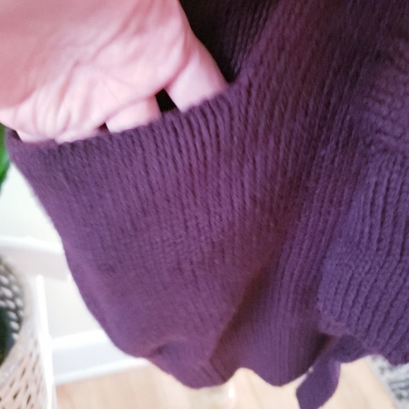 VINCE Knit Wool Blend Open Wrap Long Line Cardigan - Burgundy M - Picture 4 of 12